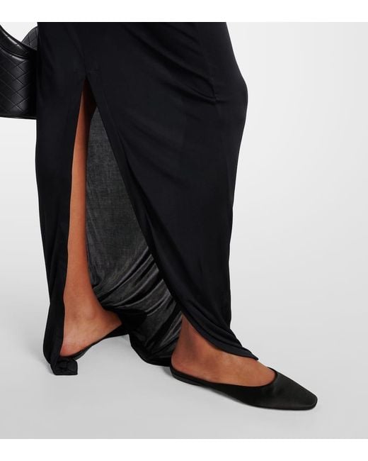Saint Laurent Black Lido Satin Crepe Flats