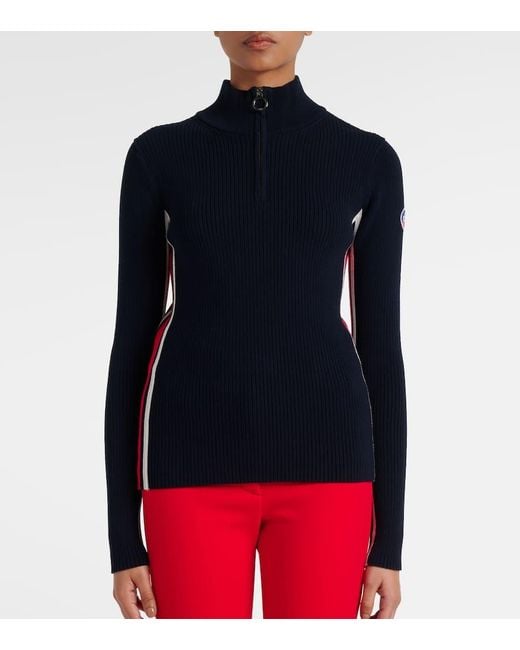 Fusalp Blue Deltanao Ribbed-Knit Ski Top