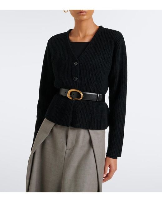 Jardin Des Orangers Black Peplum Wool And Cashmere Cardigan