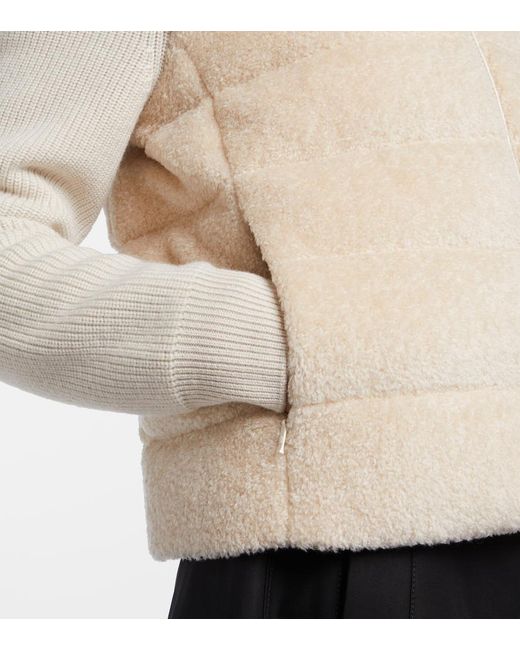 Moncler Natural Down-Paneled Teddy Cardigan