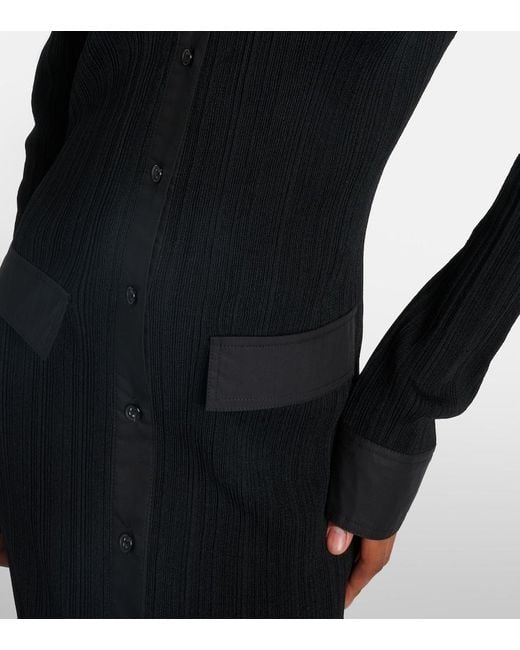 Totême Black Ribbed-Knit Shirt Dress