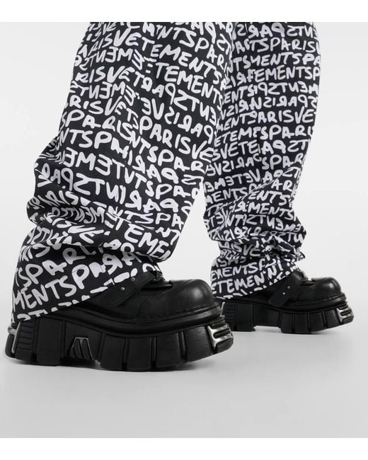 Vetements White Printed High-Rise Cotton Wide-Leg Pants