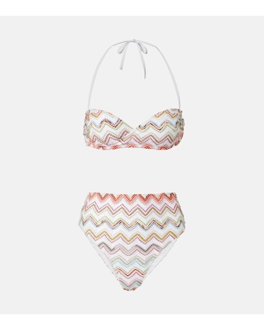 Missoni White Zig Zag Metallic Bikini