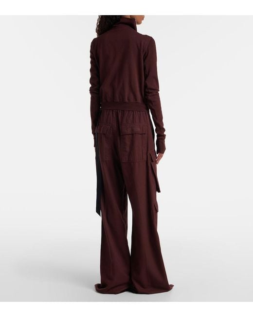 Rick Owens Red Drkshdw Jumbo Bela Cotton Flannel Cargo Pants