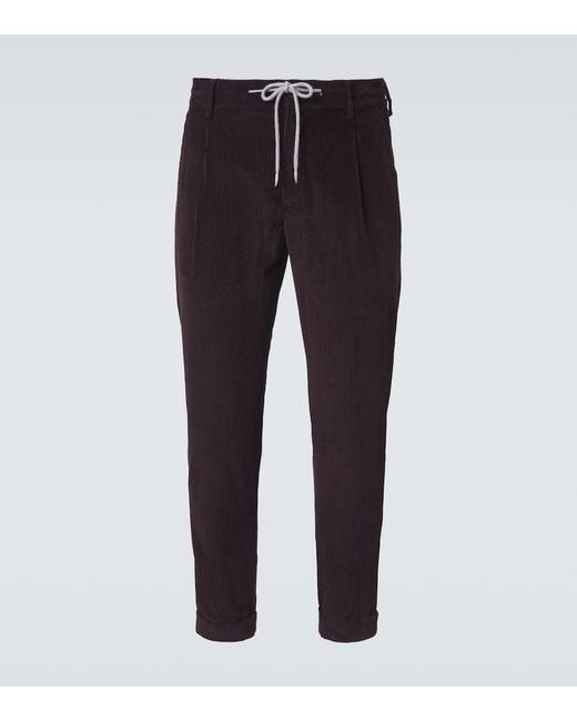 Eleventy Blue Cotton And Cashmere Corduroy Slim Pants for men