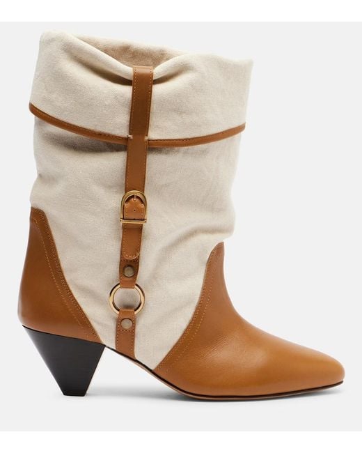 Isabel Marant Brown Darner 55 Leather-Trimmed Ankle Boots