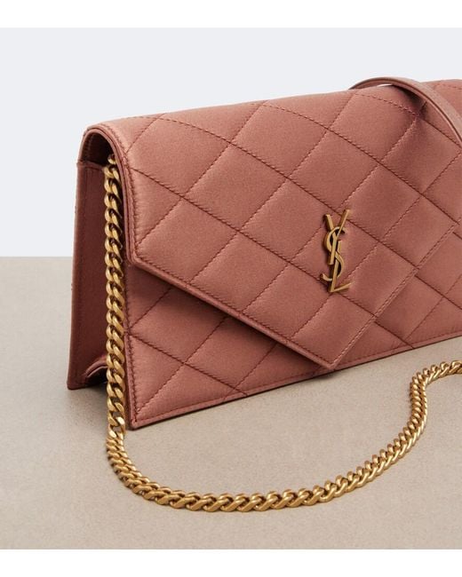 Saint Laurent Pink Paris Mini Satin Wallet On Chain