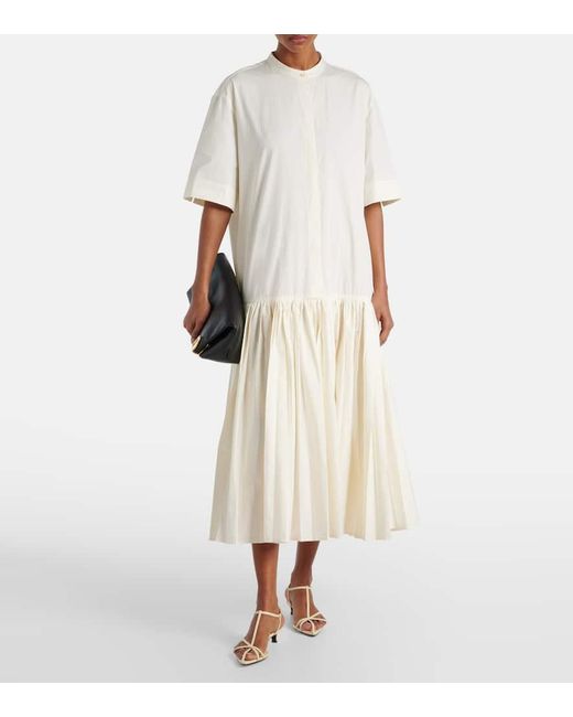 Jil Sander White Maxikleid Aus Baumwollpopeline