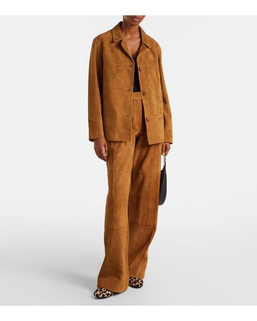 Tory Burch Brown Suede Wide-Leg Pants