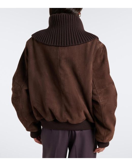 The Attico Brown Oversized Suede Bomber Jacket