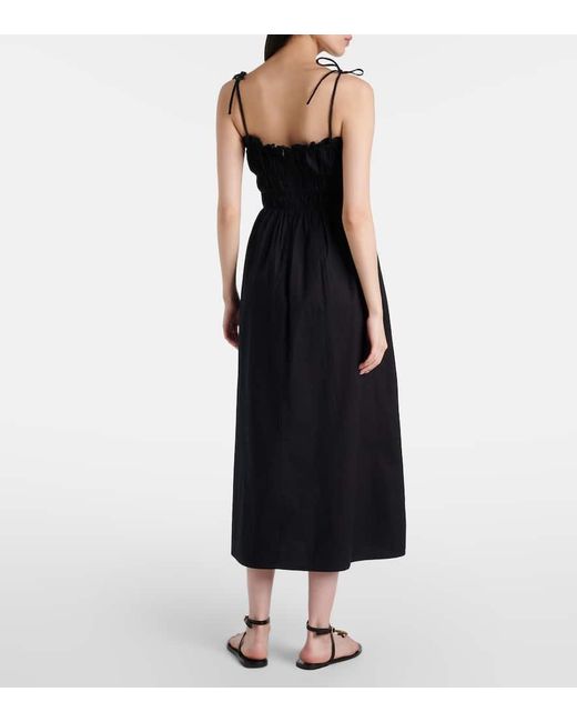 Vestido Midi Ophelia De Algodon Fruncido Melissa Odabash de color Black