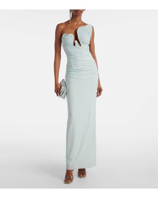 Christopher Esber Blue Salacia Ruched Jersey Gown