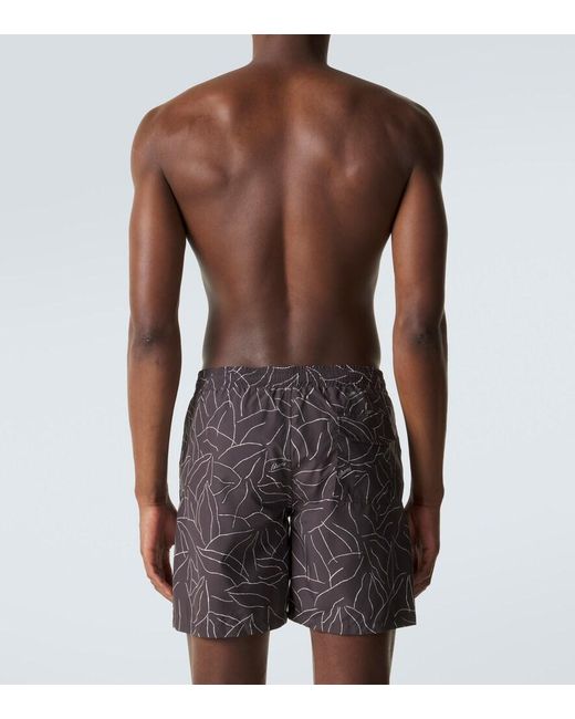 Brioni Gray Printed Swim Trunks for men