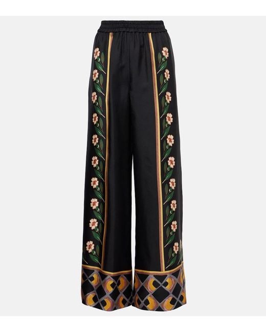 LaDoubleJ Black Dazed Placee Silk Twill Palazzo Pants