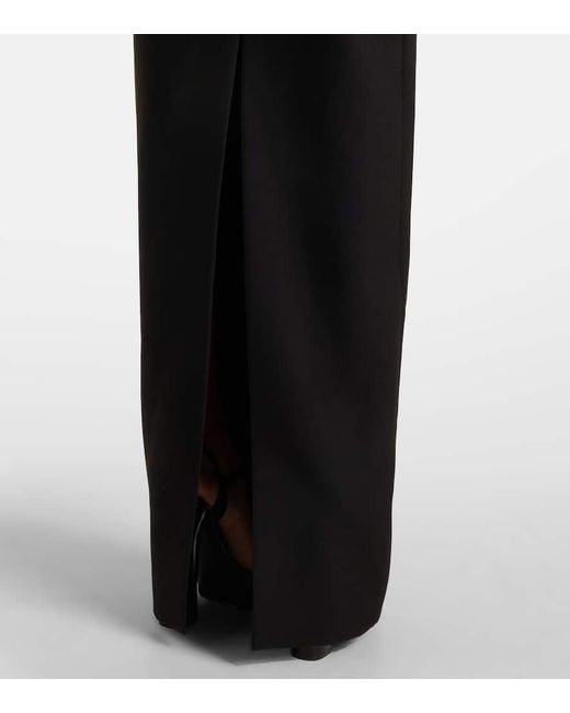 Roland Mouret Black Floral-Applique Crepe Gown