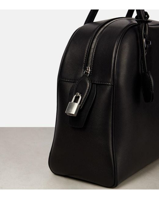 The Row Black India Medium Leather Tote Bag