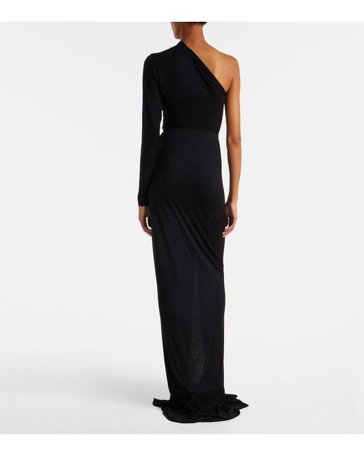 Rick Owens Black Poppy Ls Ruched Jersey Maxi Skirt