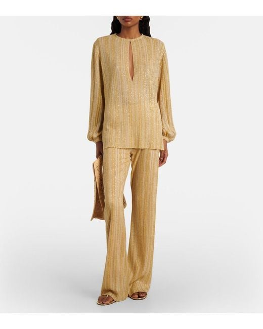 Missoni Natural Cutout Lame Blouse