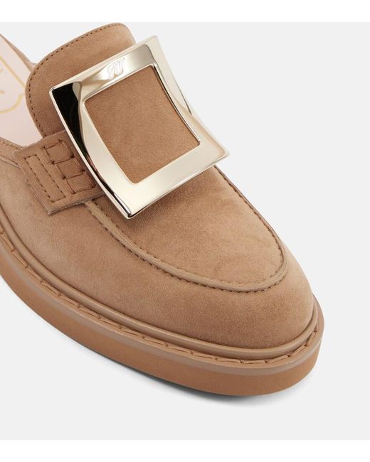 Roger Vivier Brown Viv' Rangers Suede Mules