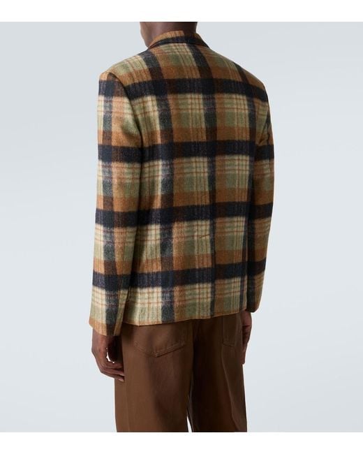 Dries Van Noten Brown Checked Wool Blazer for men