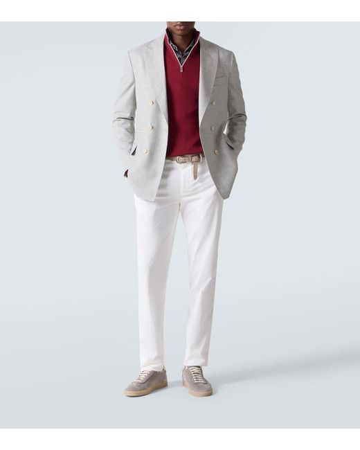 Brunello Cucinelli Pullover Aus Rippstrick in Red für Herren