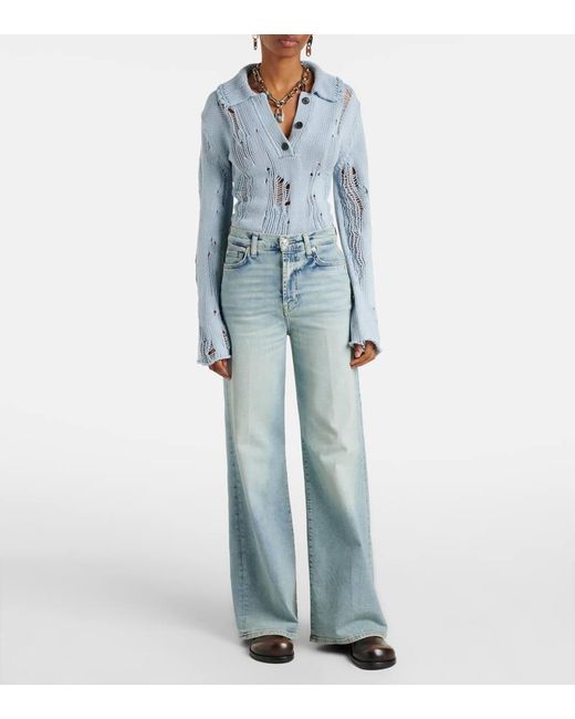 7 For All Mankind Blue Low-Rise Flared Jeans Jo
