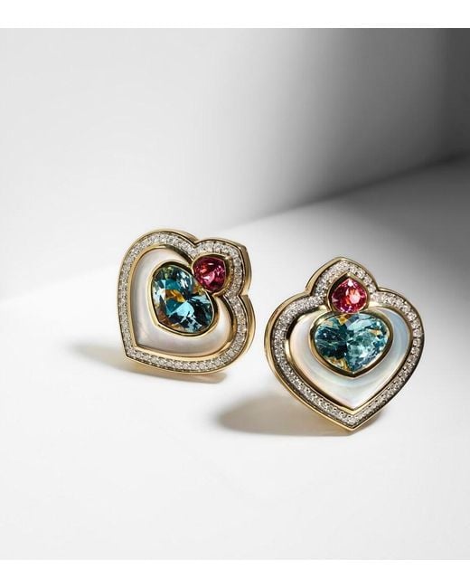 Marina B White Popillia 18Kt Clip-On Earrings With Gemstones