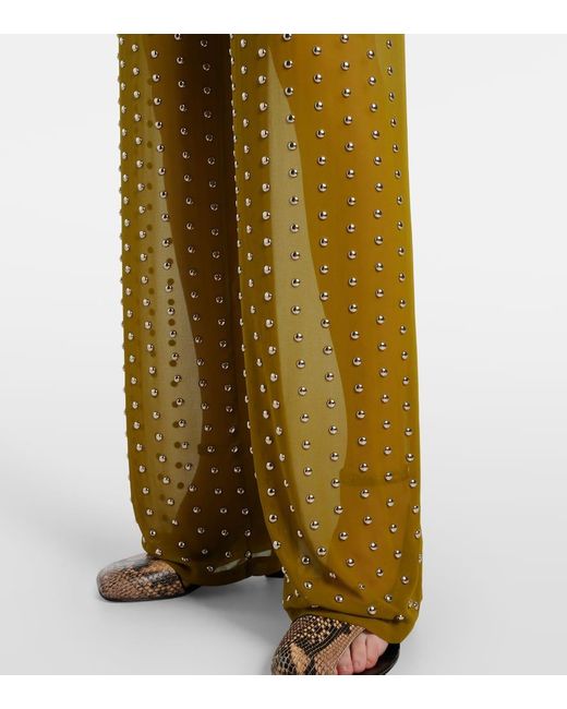 Dries Van Noten Natural Embellished Straight Pants