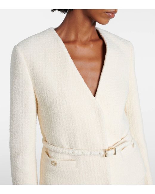 Gucci White Belted Wool-Blend Boucle Jacket