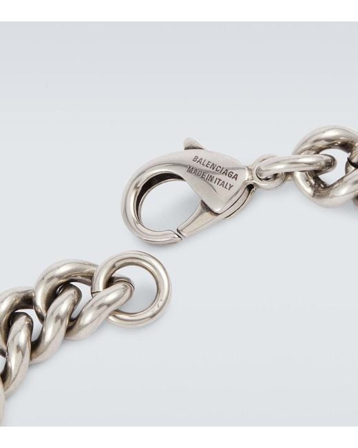 Balenciaga White Bb Icon Gourmette Bracelet for men