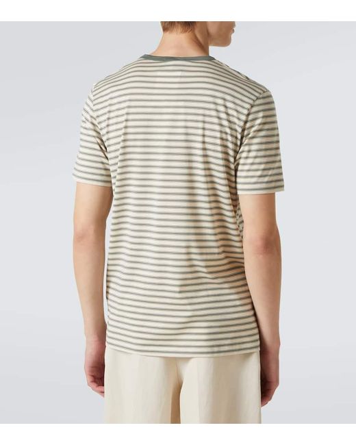 Sunspel White Striped Cotton Jersey T-Shirt for men