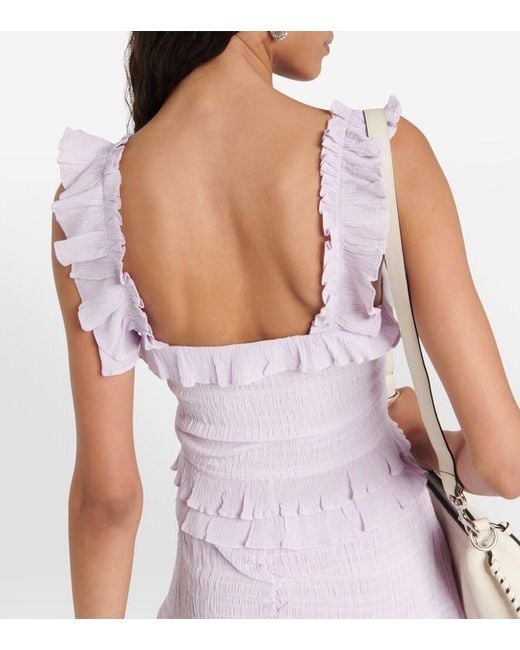 Isabel Marant Blue Gimsy Ruffle-trimmed Crepe Crop Top