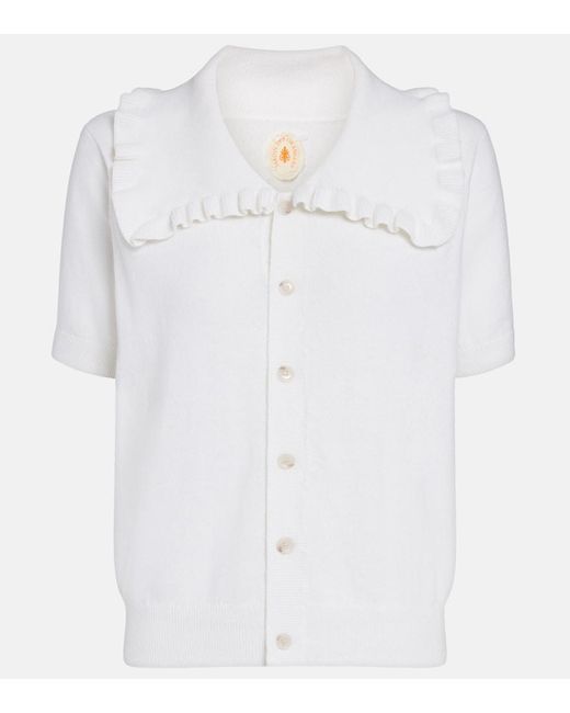 Jardin Des Orangers White Cotton And Cashmere Cardigan