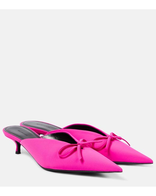 Balenciaga Pink Knife Bow Leather-trimmed Pumps