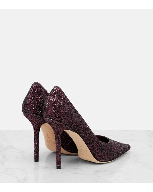 Jimmy Choo Purple Love 100 Glitter Pumps