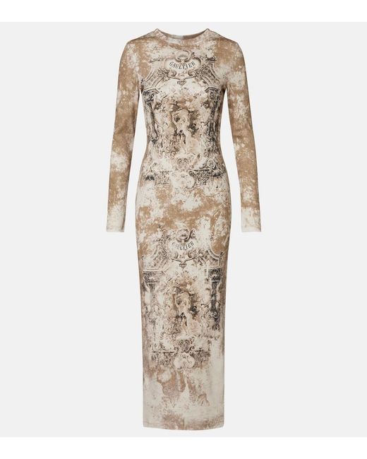 Jean Paul Gaultier Natural Medaillon Cotton-Blend Jersey Midi Dress
