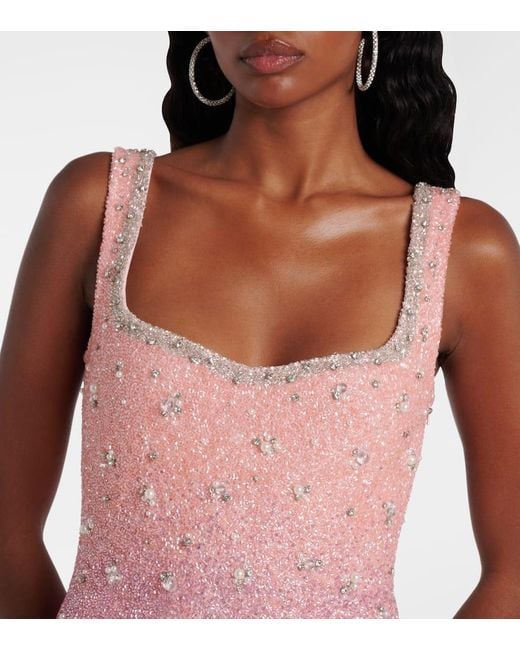 Clio Peppiatt Pink Crystal Beaded Minidress