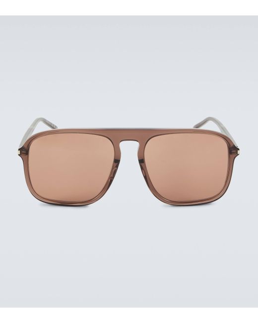 Saint Laurent Brown Sl 590 Aviator Sunglasses for men