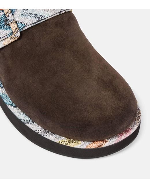 Missoni Brown Zigzag Suede Clogs