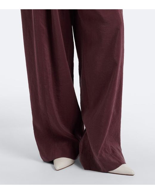 Chloé Purple Silk-Blend Poplin Wide-Leg Pants