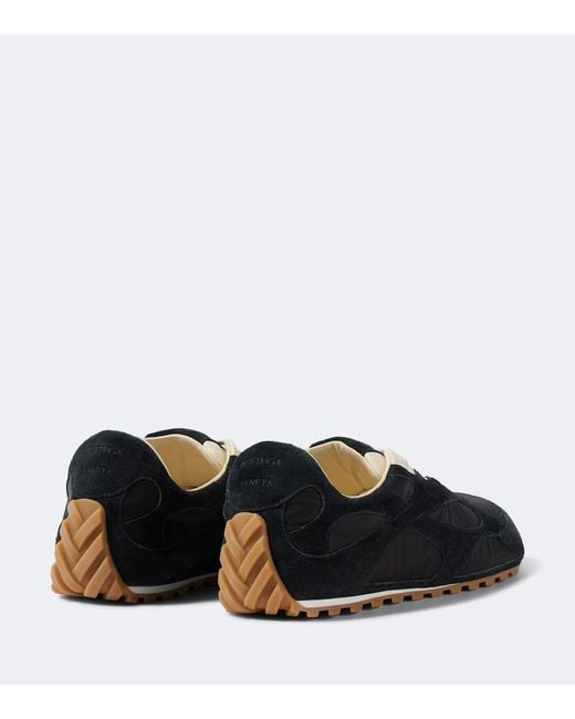 Bottega Veneta Black Orbit Flash Suede-Trimmed Sneakers for men