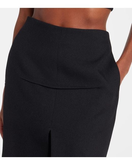 Rick Owens Black High-Rise Virgin Wool Maxi Skirt