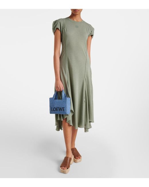 Loewe Blue Paula's Ibiza Mini Logo Raffia Top-Handle Bag