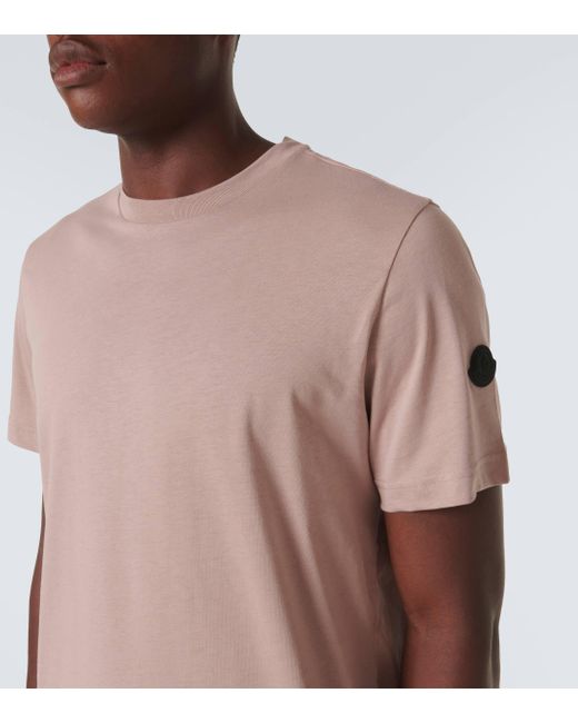 Moncler Pink Logo Cotton Jersey T-Shirt for men