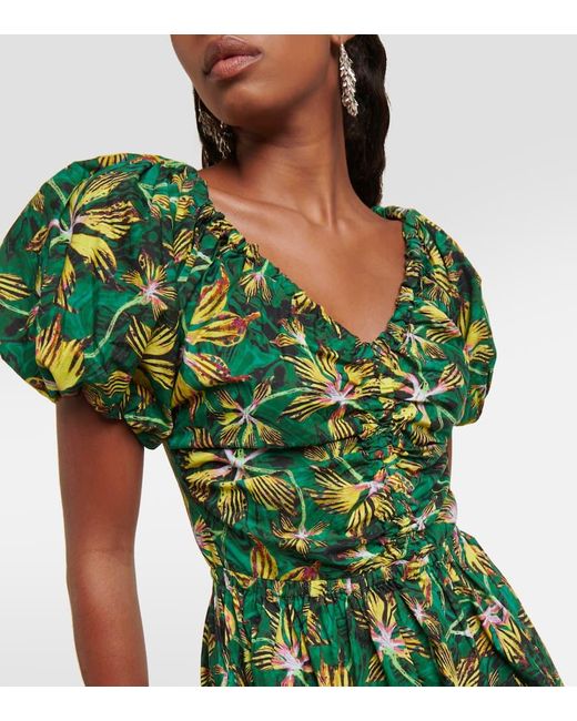 Ulla Johnson Green Midikleid Cecile Aus Baumwollpopeline