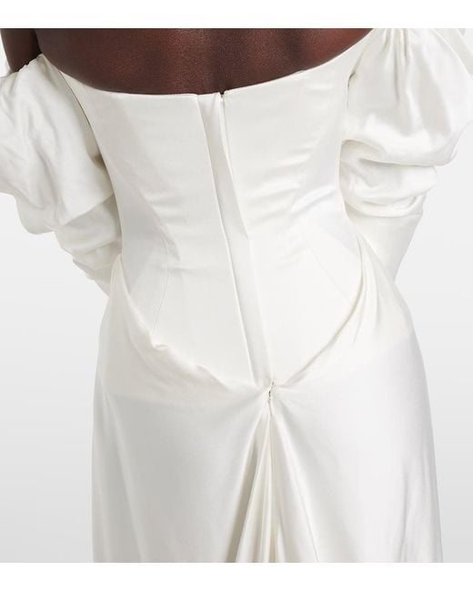 Vivienne Westwood White Bridal Ember Off-Shoulder Satin Corset Gown