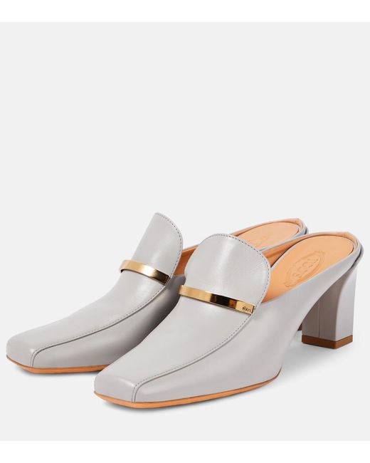 Tod's White Leather Mules