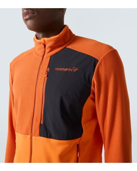 Norrona Orange Lofoten Fleece Jacket for men