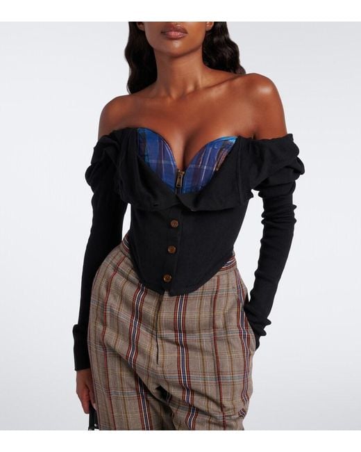 Vivienne Westwood Black Bea Knitted Cotton And Cashmere Cardigan