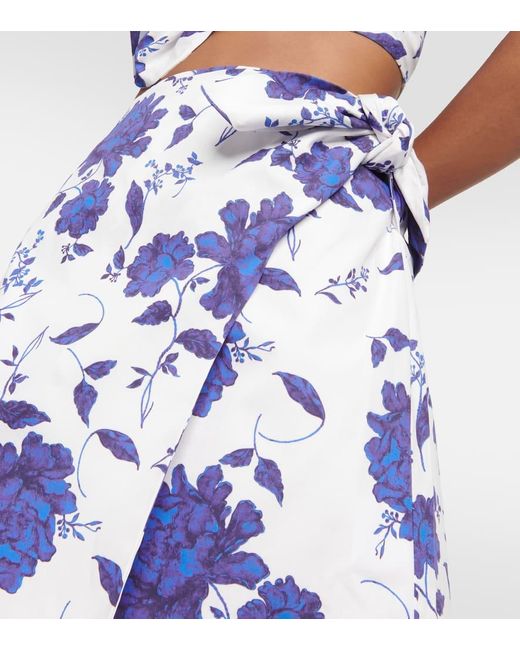 Emilia Wickstead Blue Imy Printed Cotton Miniskirt